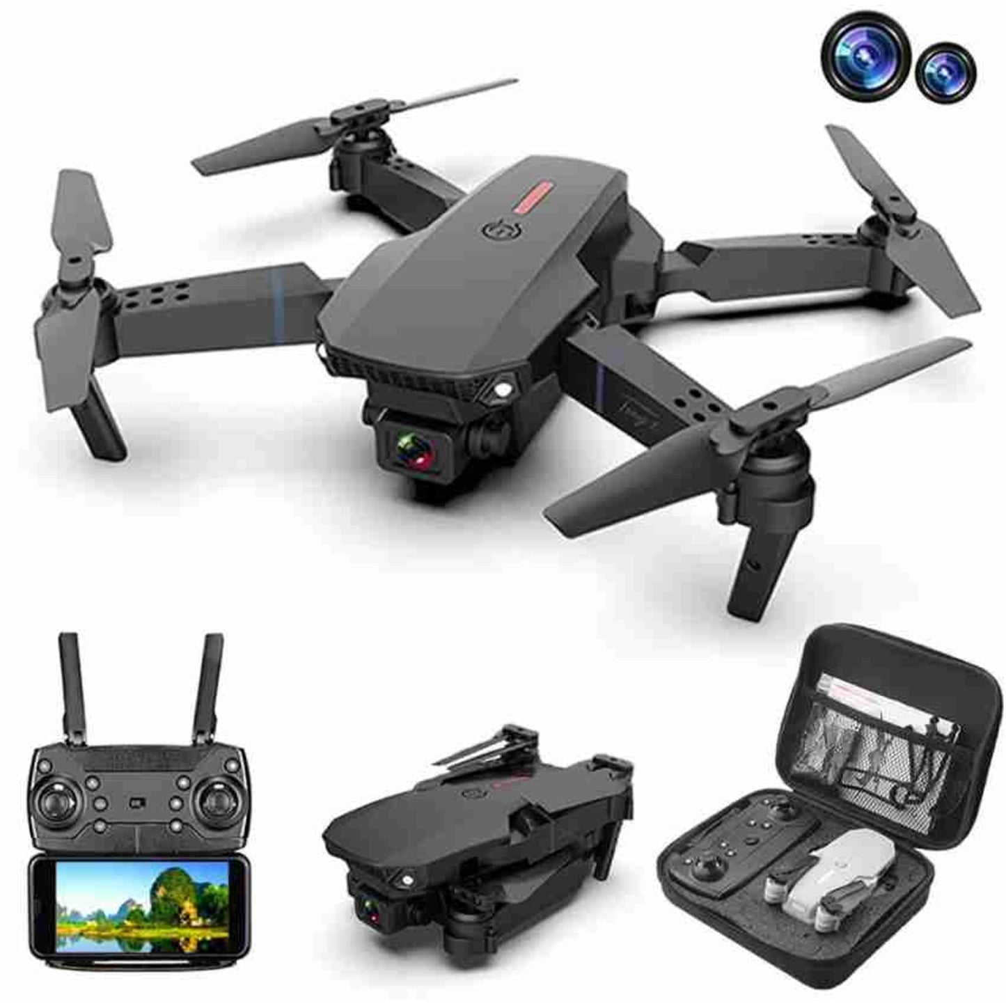 Drone Camera With Dual HD Camera with Wide Angle fold able wings