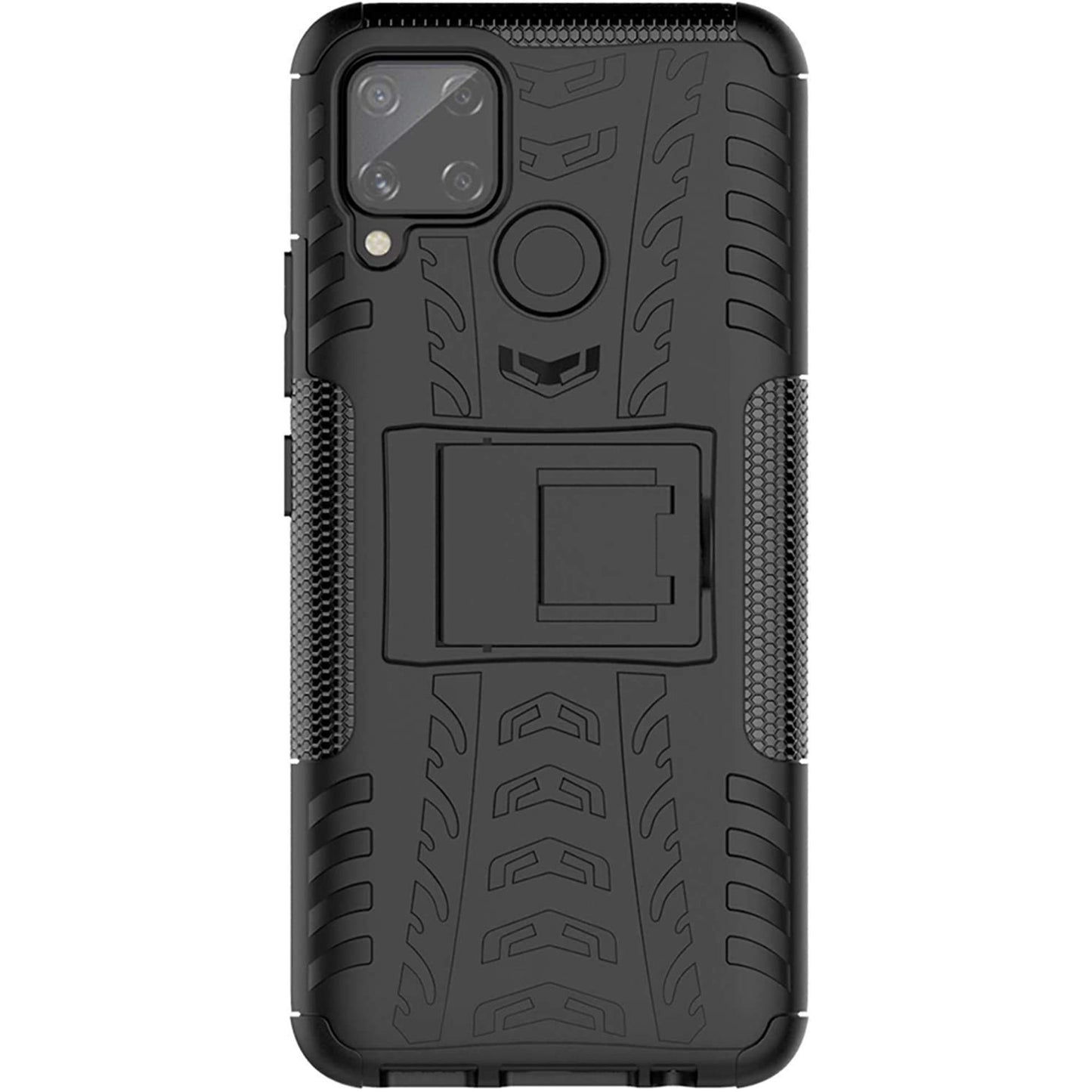 Realme C11 / C15 Shockproof Back Cover Defender Cover Hybrid Kickstand - Black