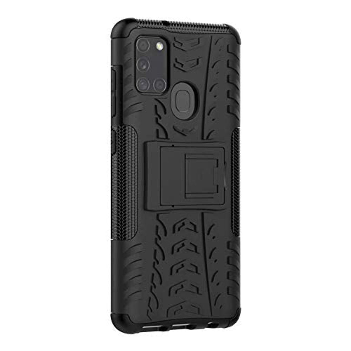 Samsung A21s Shockproof Back Cover Defender Cover Hybrid Kickstand - Black