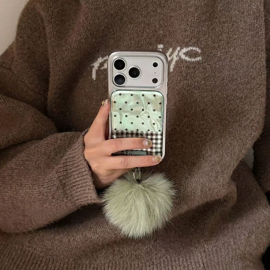Apple Iphone Mint Green Galaxy Feather Yarn Star Ins Korean Style Case(Exclusive)