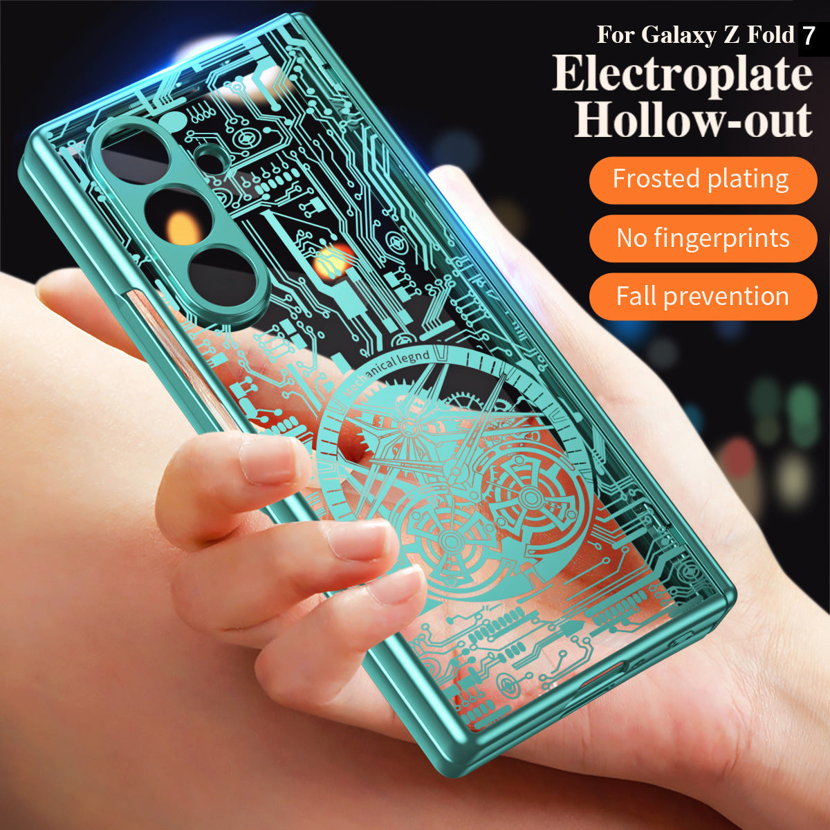 Samsung Z Fold Stacked Screen Electroplated Mechanical Gear Shell Film Cover (Exclusive)