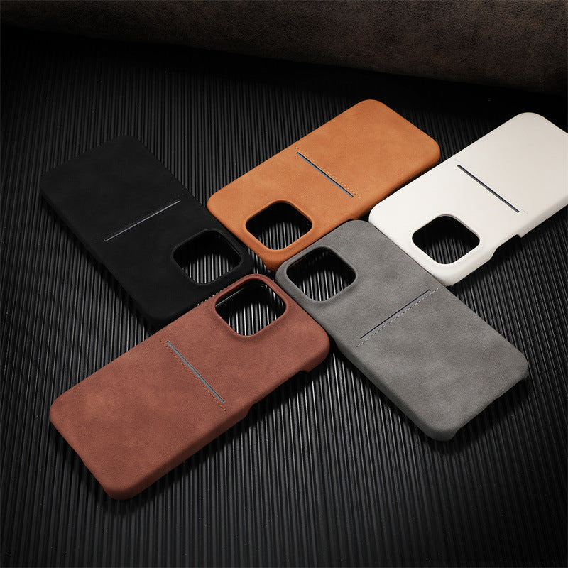Apple Iphone series Skin-Like Sheepskin Half-Cover Card-Inserting Phone Case, Anti-Drop Protective Case (Exclusive)