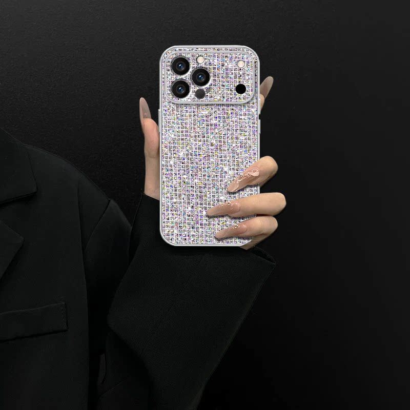 Apple iphone Metallic paint rhinestone crystal pendant chain Case (Exclusive)