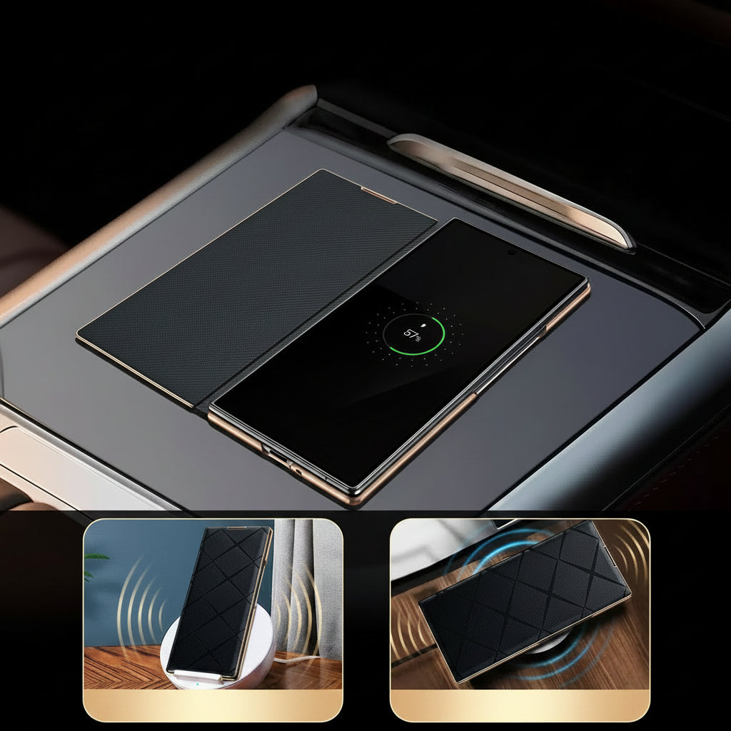 Samsung Fold Series Magnetic Flip Starburst Electroplated Gold Edge Fine Hole Protective Case (Exclusive)