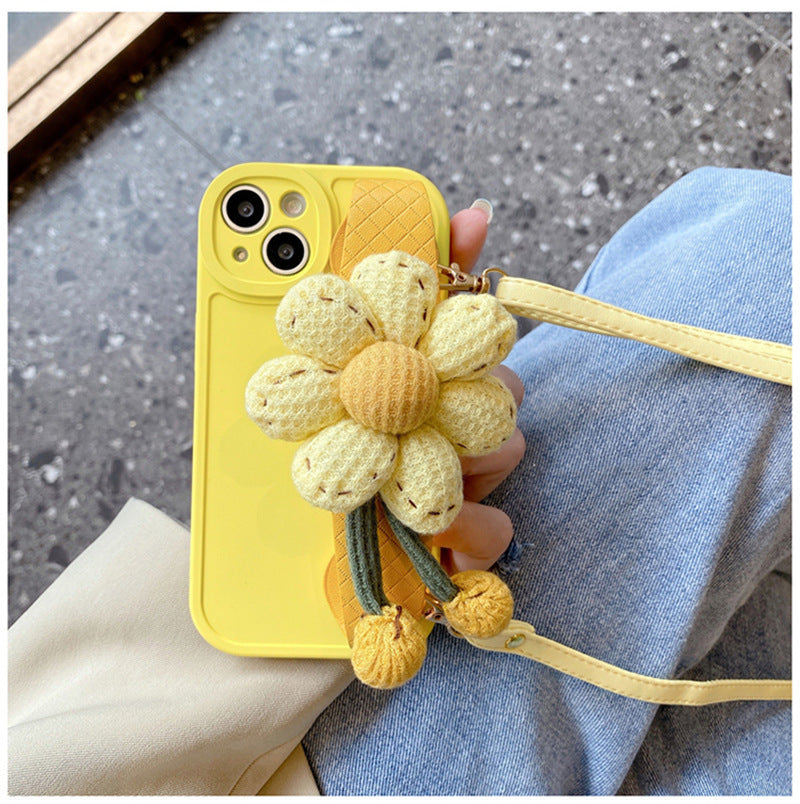Apple Iphone Lemon yellow flower wristband lanyard Case (Exclusive)
