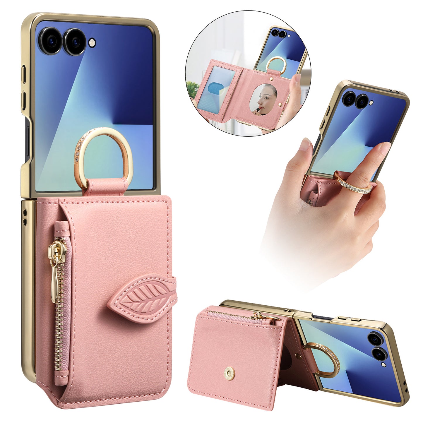 Samsung Flip series Suitable Phone Case, Electroplated Card-Inserting (Exclusive)