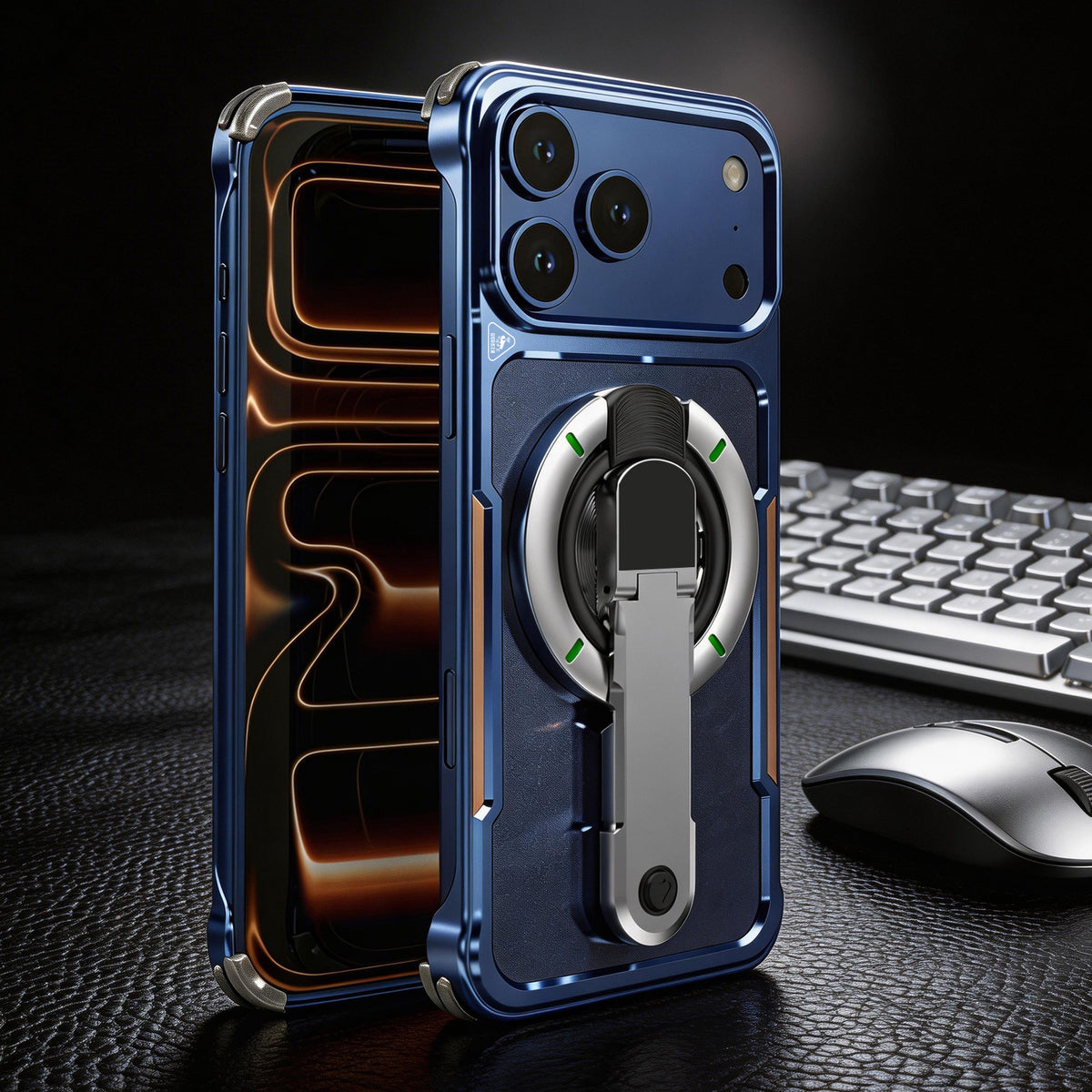 Apple Iphone & Samsung ultra rotating stand with film, metal frame, magnetic stand, protective case (Exclusive)
