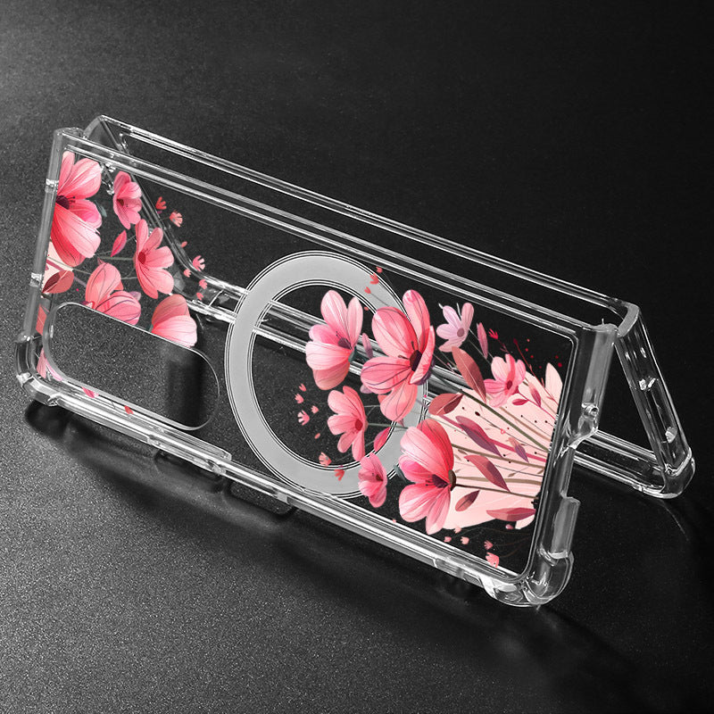 Samsung Fold & Flip Painted European and American Style Anti-Fingerprint Floral Tpu+Pc Two-In-One Phone Case (Exclusive)