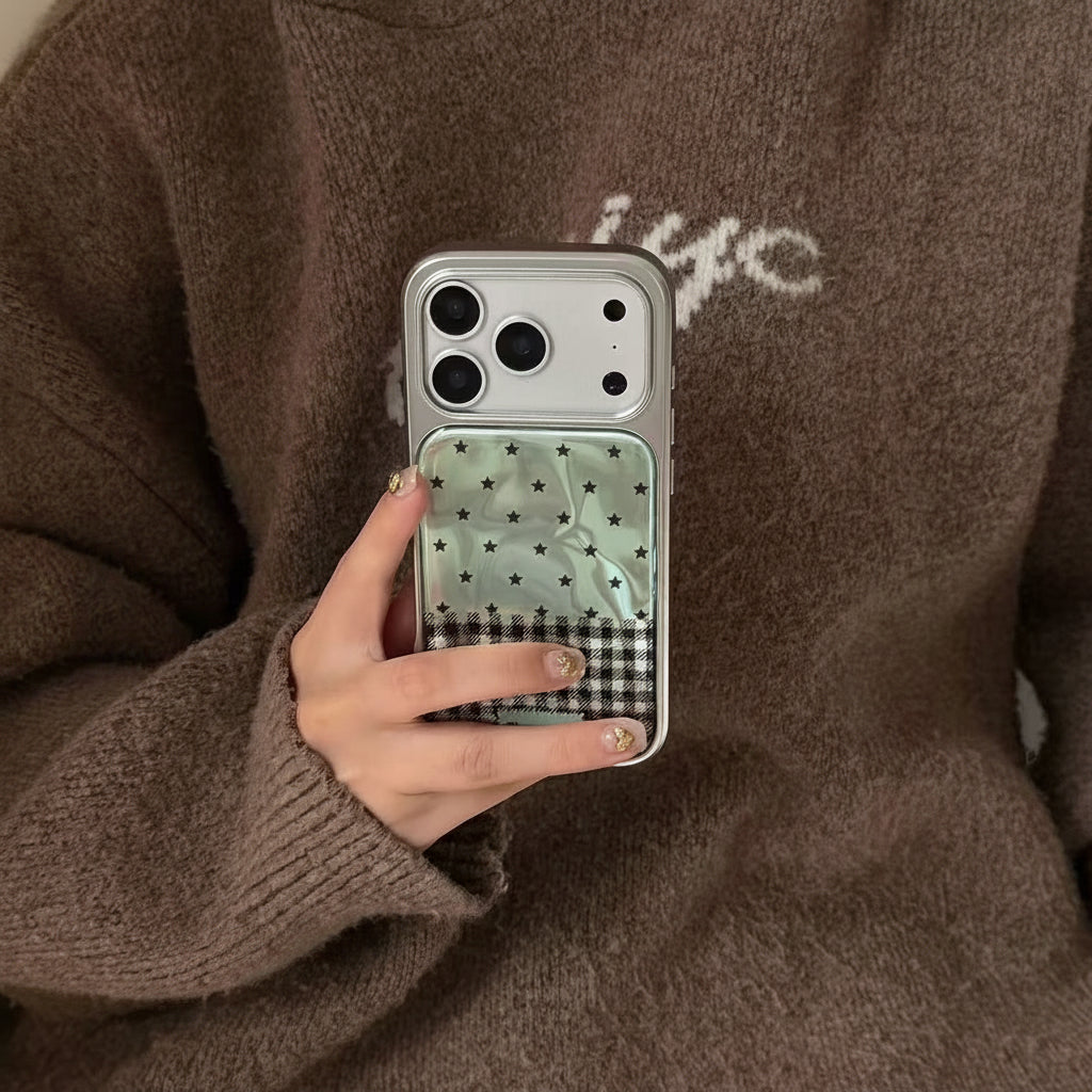 Apple Iphone Mint Green Galaxy Feather Yarn Star Ins Korean Style Case(Exclusive)