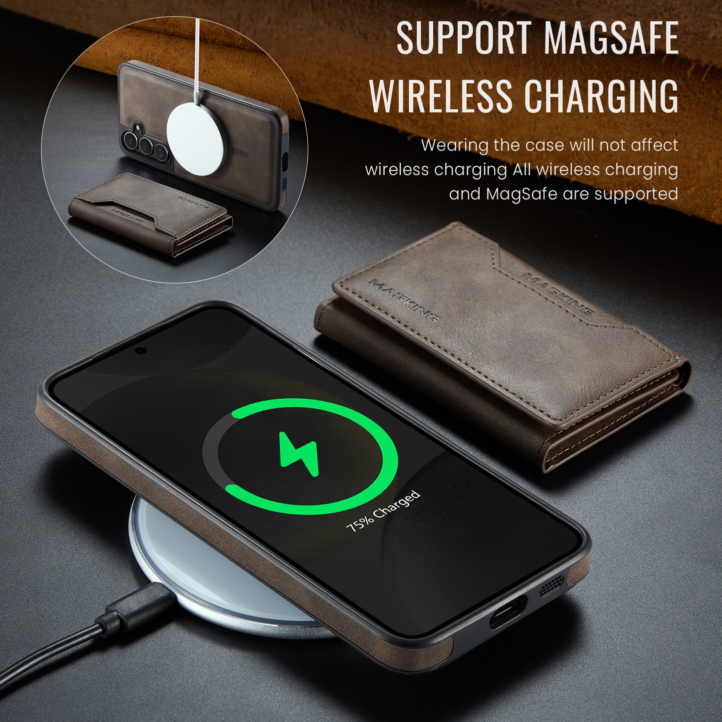 Samsung Ultra series anti-theft brush magnetic card case protective cover wireless charger phone case magsafe (Exclusive)