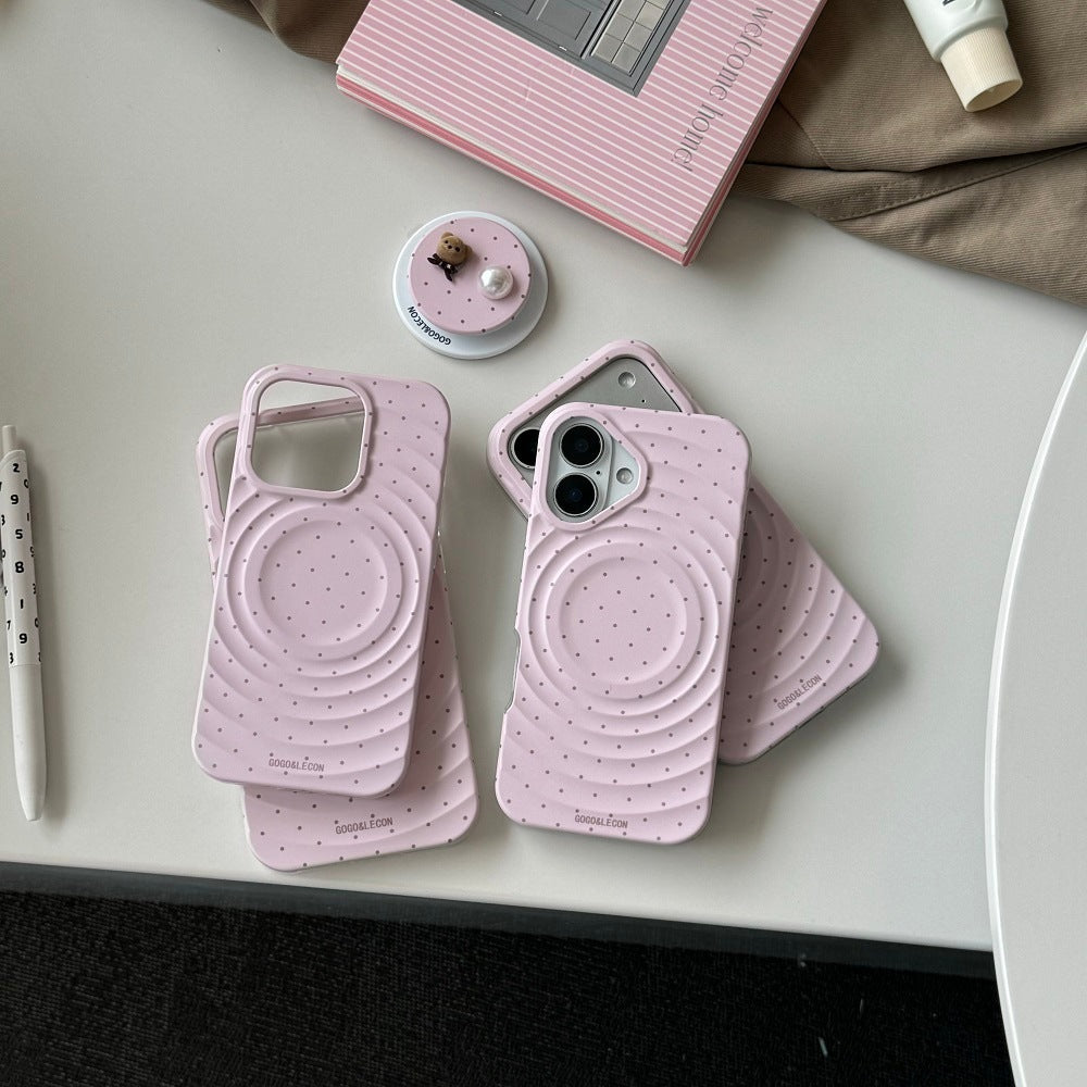 Apple Iphone Wave-Pattern Pink Polka Dot Phone Case (Exclusive)