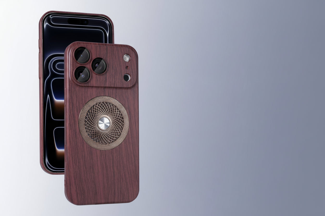 Apple Iphone Cover with Wood Grain Magnetic Suction Cut out hard shell (Exclusive)