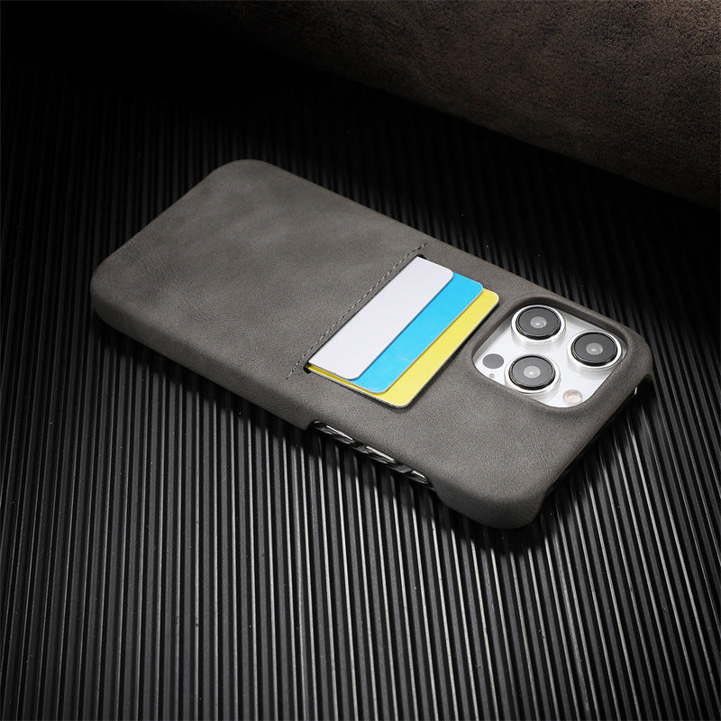 Apple Iphone series Skin-Like Sheepskin Half-Cover Card-Inserting Phone Case, Anti-Drop Protective Case (Exclusive)