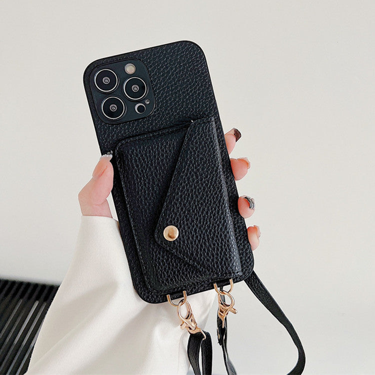 Apple iphone Creative Card-Insert Wallet Leather Case with Lanyard Case (Exclusive)