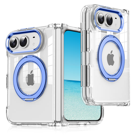 Apple iPhone Ultra Series Fold transparent folding magnetic rotating stand phone acrylic drop-proof protective case(Exclusive)