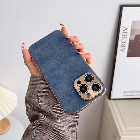 Apple Iphone Lambskin Electroplated Anti-Fall High-End Leather Protective Case (Exclsuive)