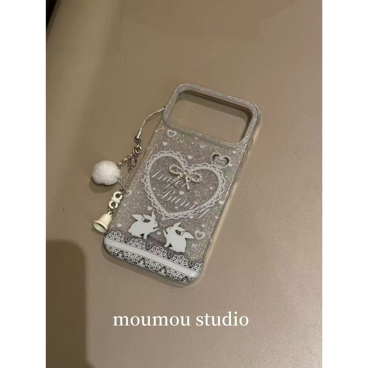 Apple Iphone Ins Korean Style Glitter Heart Bow Case (Exclusive)