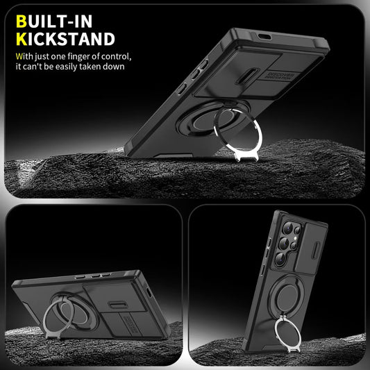 Samsung Ultra Series Applicable Magnetic Rotating Holder Phone Case With Sliding window