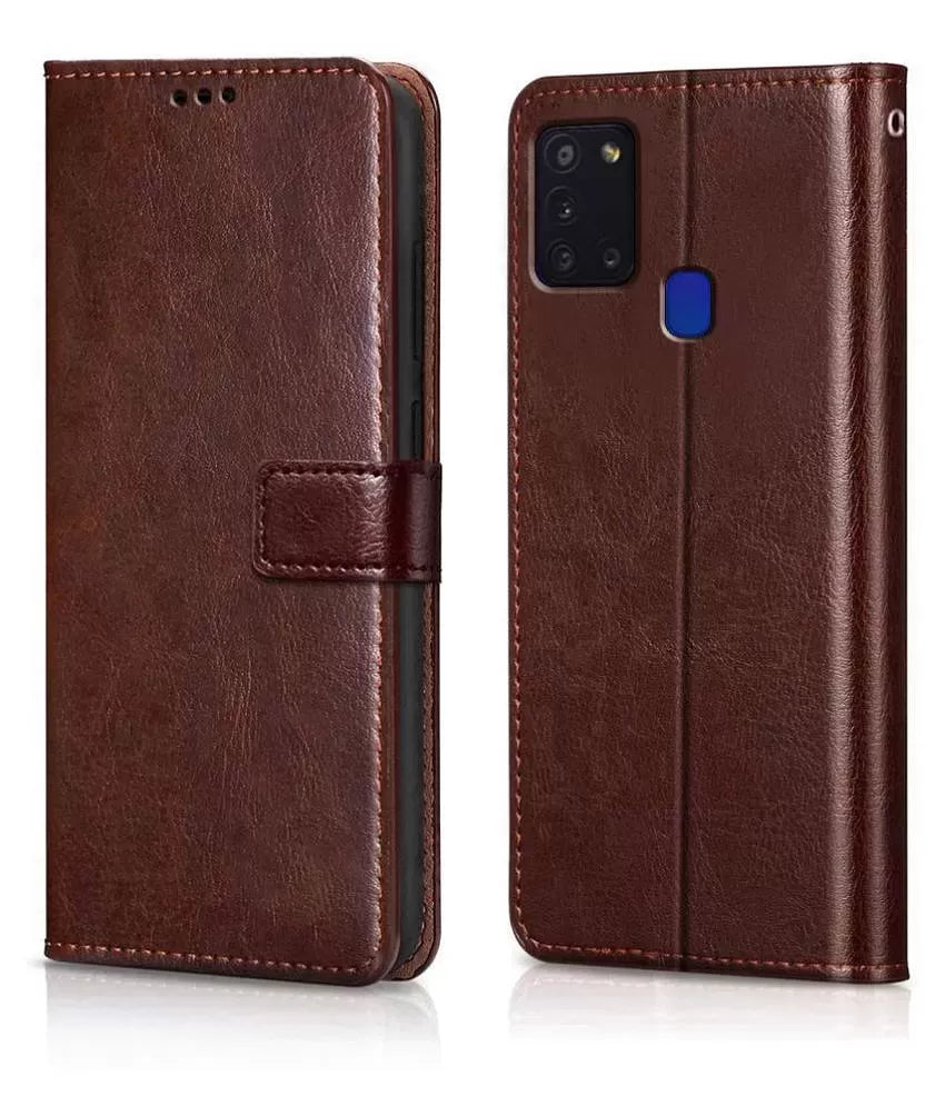 Samsung A21s Leather Flip Cover