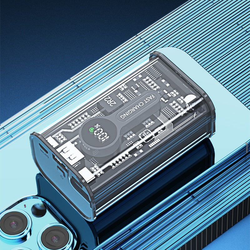 Amytel Transparent 25watt Fast Charging compact Power Bank with 10,000 Mah (6 Month warranty)