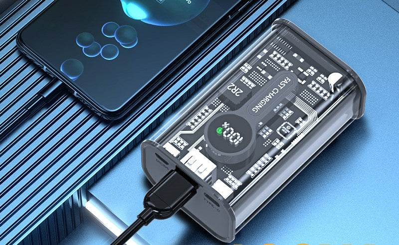 Amytel Transparent 25watt Fast Charging compact Power Bank with 10,000 Mah (6 Month warranty)