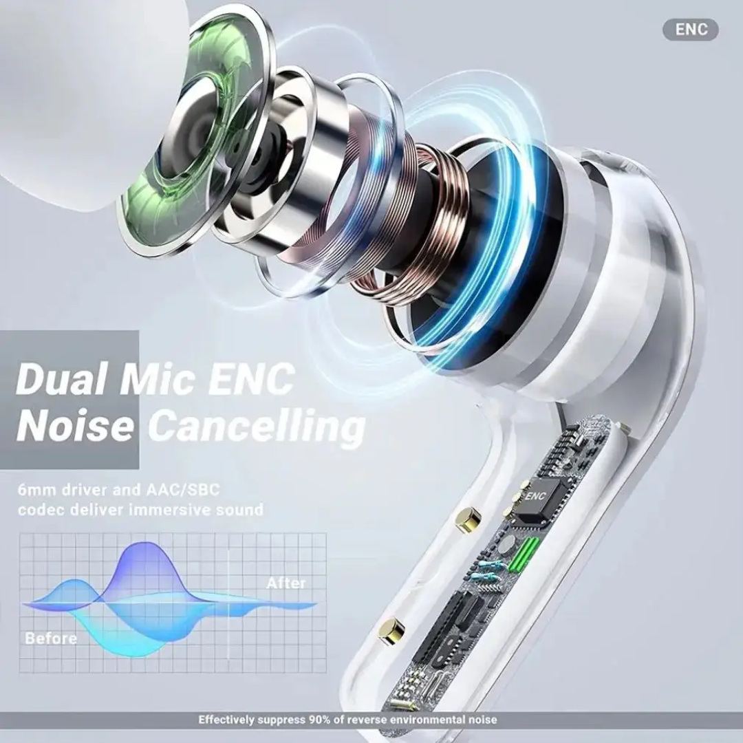 Wirless Earbuds with Transparent Crystal Clear case with Touch sensor water resistance