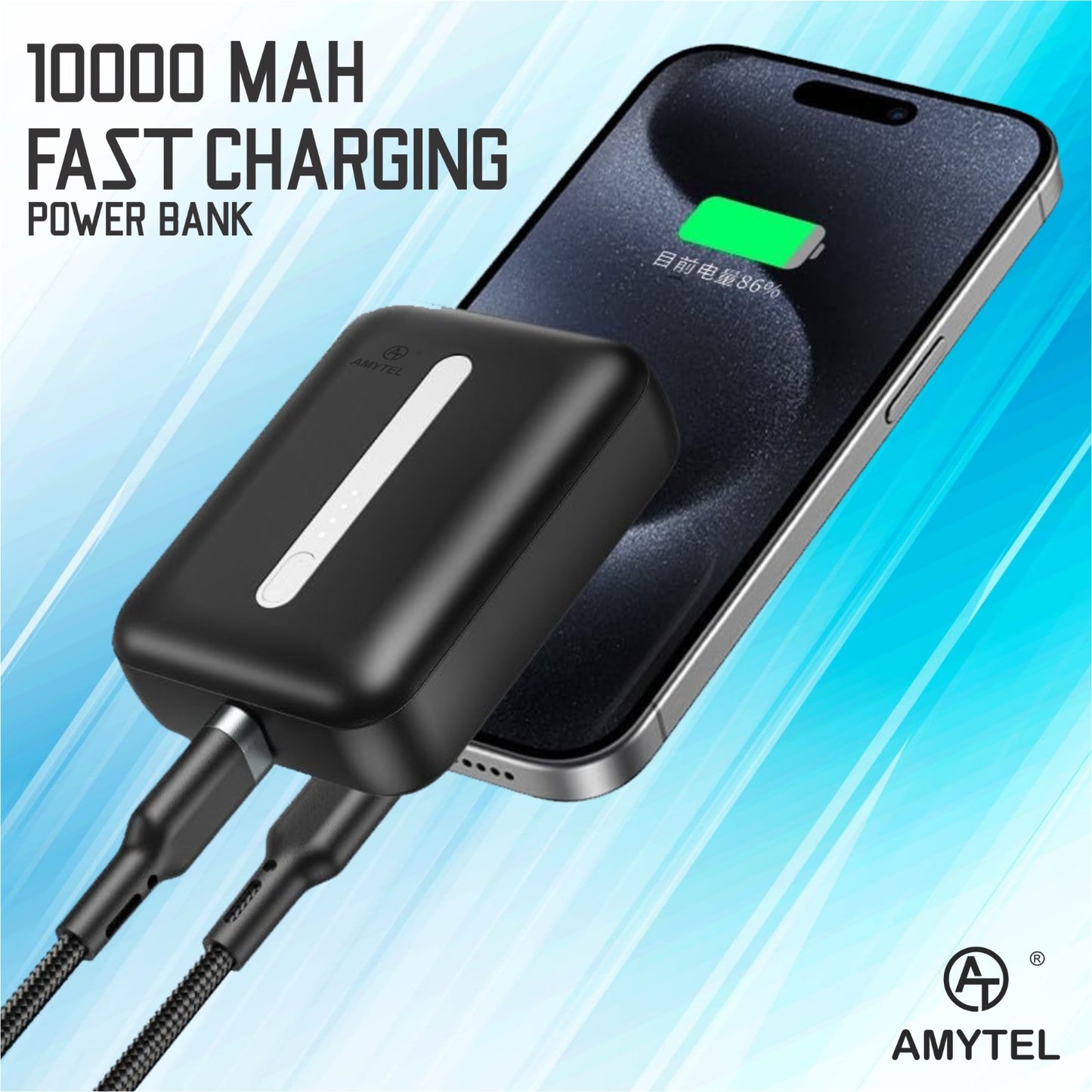 Amytel 10,000 Mah Power Bank with 18W Fast Charging ( 6 Month Warranty)