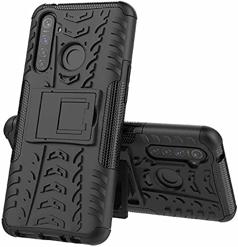 Realme C3 / 5 / 6i Shockproof Hybrid Kickstand Back Cover Defender Cover - Black