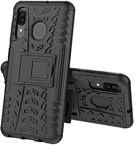 Samsung Galaxy A20 / A30 / A50 Shockproof Back Cover Defender Cover Hybrid Kickstand - Black