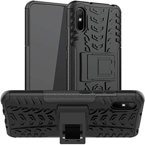 Mi Redmi 9A Shockproof Hybrid Kickstand Back Cover Defender Cover - Black