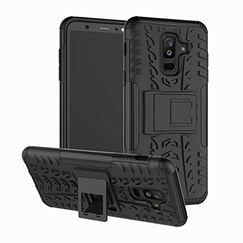 Samsung Galaxy A6 Plus 2018 Shockproof Hybrid Kickstand Back Cover Defender Cover - Black