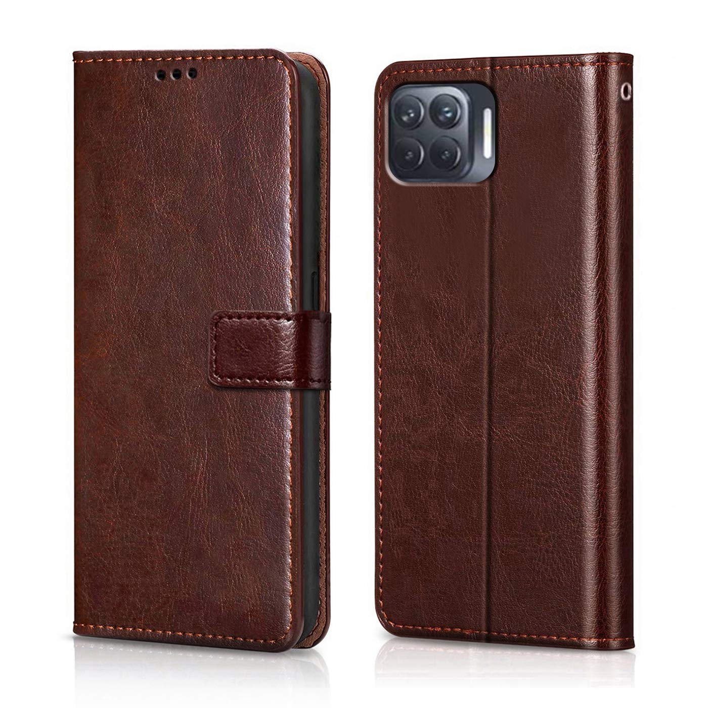 Oppo F17 Pro Flip Back Cover Case Inbuilt Stand & Pockets Magnetic Shockproof Leather Wallet Style Flip case cover