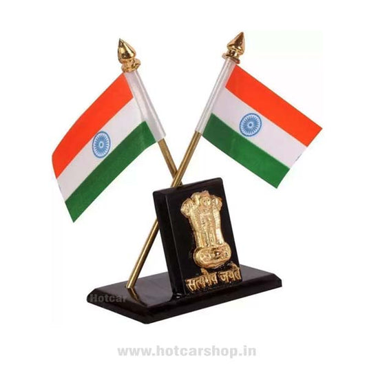 Tiranga India Flag with Satyameva Jayate Car Dashboard Indian Flag  | For Home, Office Table, Study Room