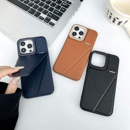 Apple Iphone 15 pro Luxurious Leather Stand  Stlylish Mobile Back cover