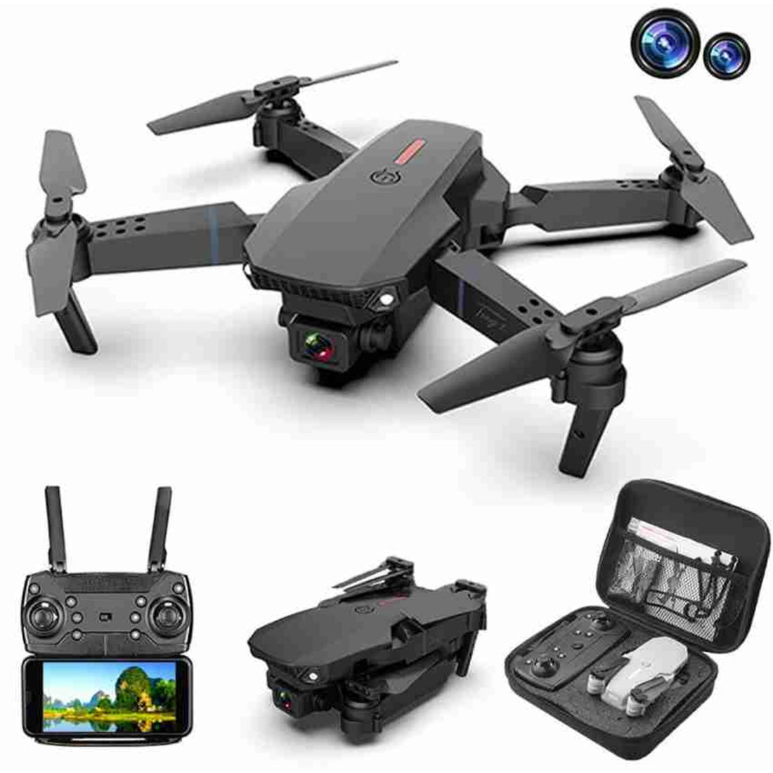 Drone Camera With Dual HD Camera with Wide Angle  fold able wings