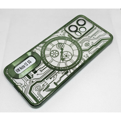 Mi Note 12 (5G) Mobile Back Cover with CD Watch Machine Design soft
