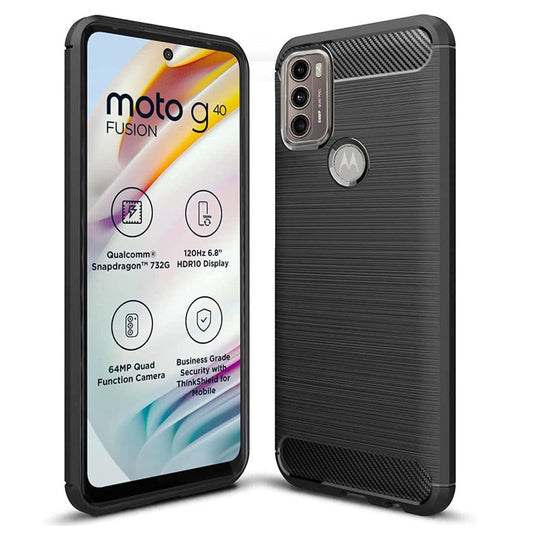 Motorola G60-G40 Fusion Armour  Pattern Back Cover Carbon Fiber