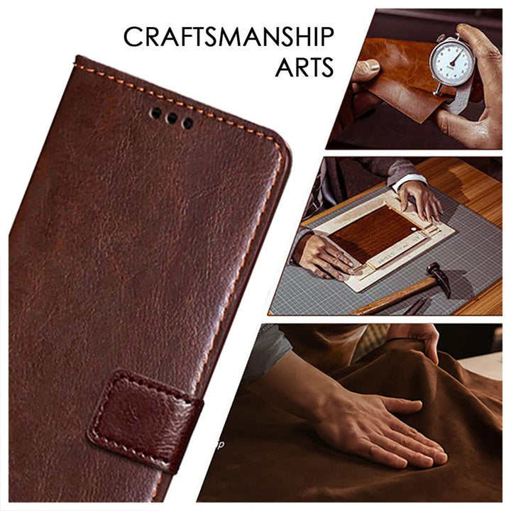 Oppo A57 Flexible   Finish  Card Pockets Wallet & Stand  Chestnut Leather
