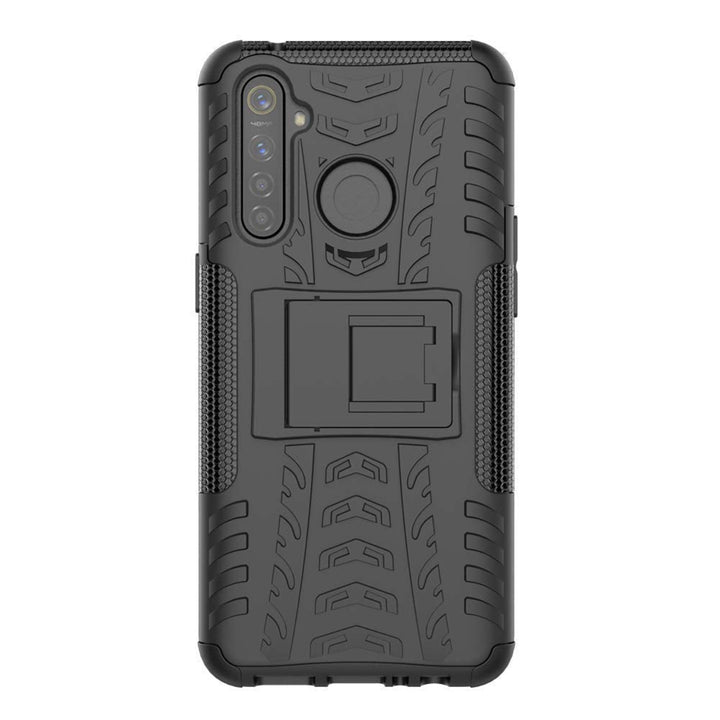 Realme 5 pro Shockproof Back Cover Defender Cover  Hybrid Kickstand - Black