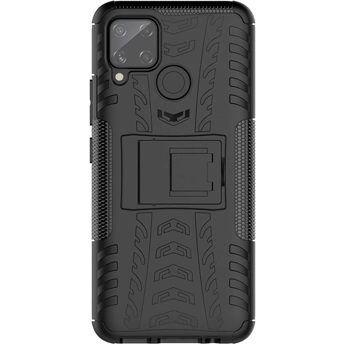 Realme C11 / C15 Shockproof  Back Cover Defender Cover Hybrid Kickstand - Black