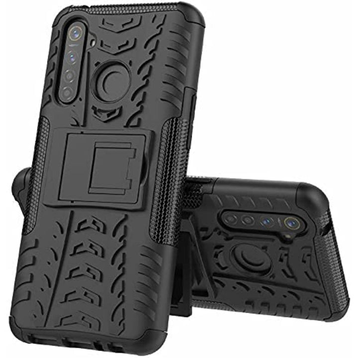 Realme C3 / 5 / 6i Shockproof  Back Cover Defender Cover Hybrid Kickstand  - Black