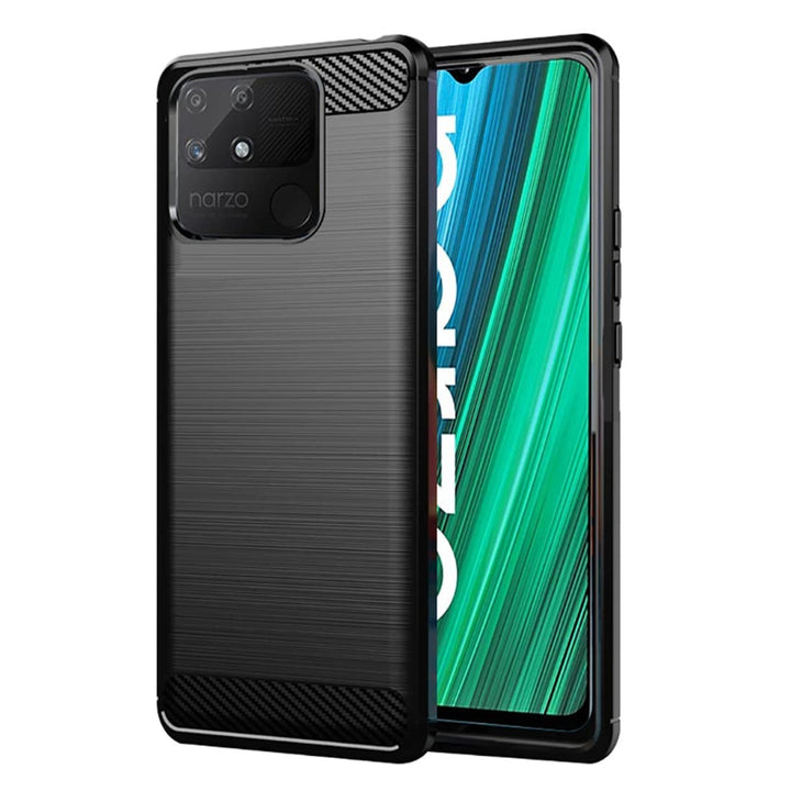 Realme Narzo 50A Armour Pattern Back Cover Carbon Fiber