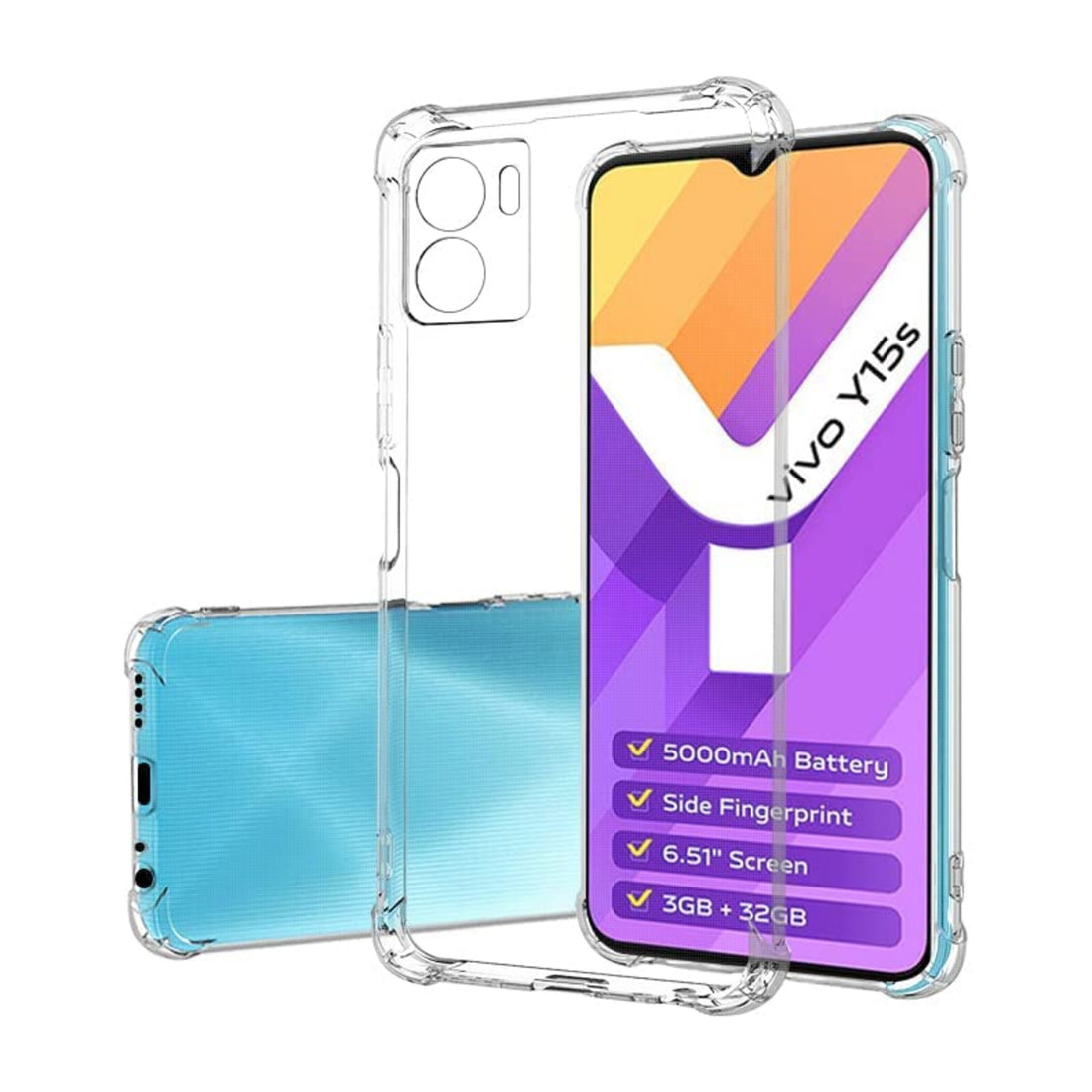 Vivo Y15s Transparent mobile back Cover Anti-Yellowing (Acrylic)