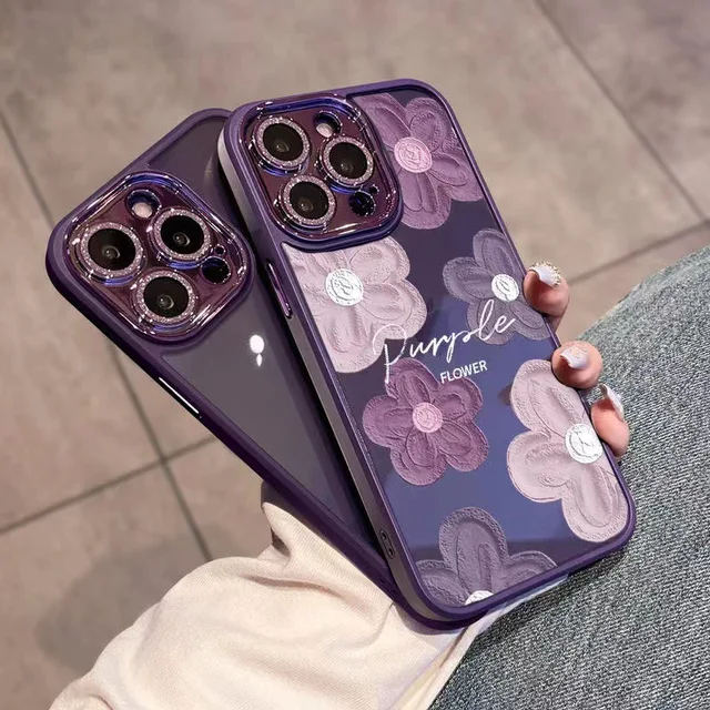 Apple Iphone 15 Pro Purple Rose Back Cover