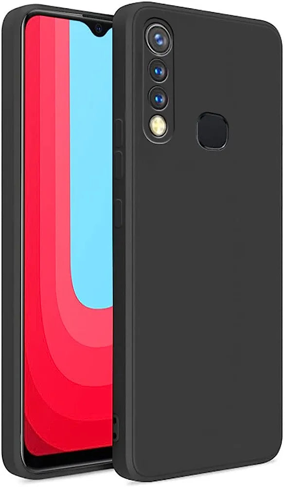 Vivo Y19 U3 U20 Silicone Cloth Back Cover Soft Black