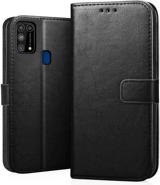 Samsung M31 Flip Cover  Leather Finish  Inside Pockets & Inbuilt Stand  Shockproof Wallet Style Magnetic Closure Back Cover Case
