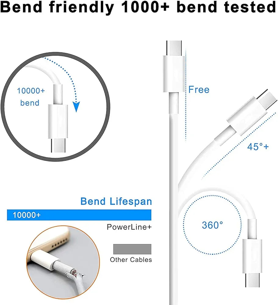 Usb Type-C to Type-C 65 watt fast charging cable for iphones and Android (6 Months warranty)