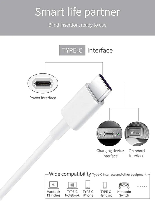 Usb Type-C to Type-C 65 watt fast charging cable for iphones and Android (6 Months warranty)