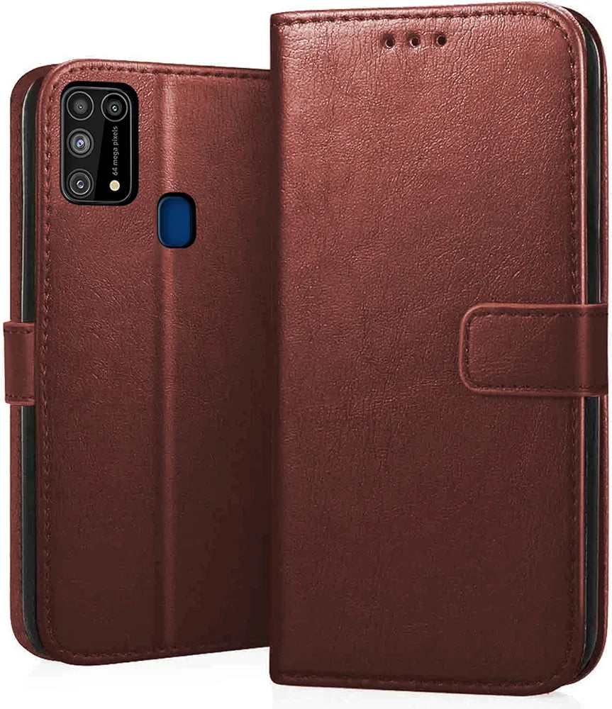 Samsung M31 Flip Cover  Leather Finish  Inside Pockets & Inbuilt Stand  Shockproof Wallet Style Magnetic Closure Back  Case Cover