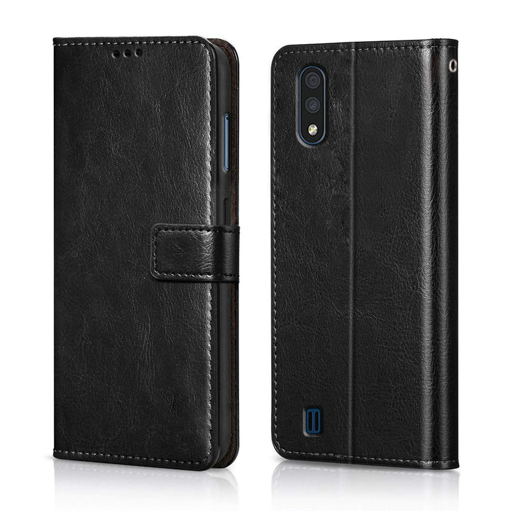 Samsung Galaxy M01 Mobile Leather Flip Cover